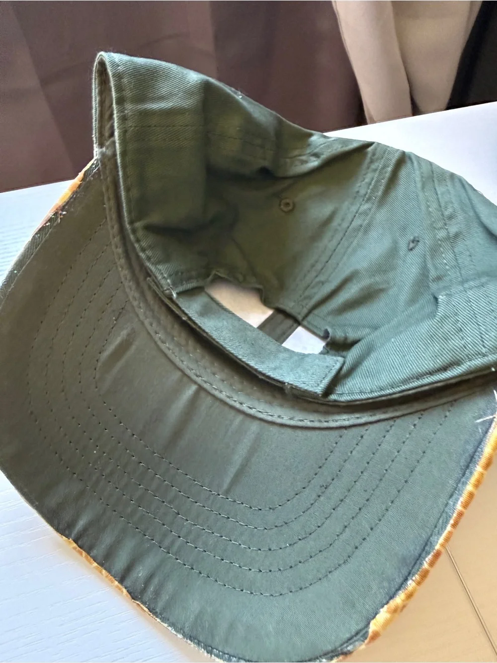 Olive Green Honey Yellow 'a lil bougie' Patch Hat Cap Adjustable Velcro Back OS
